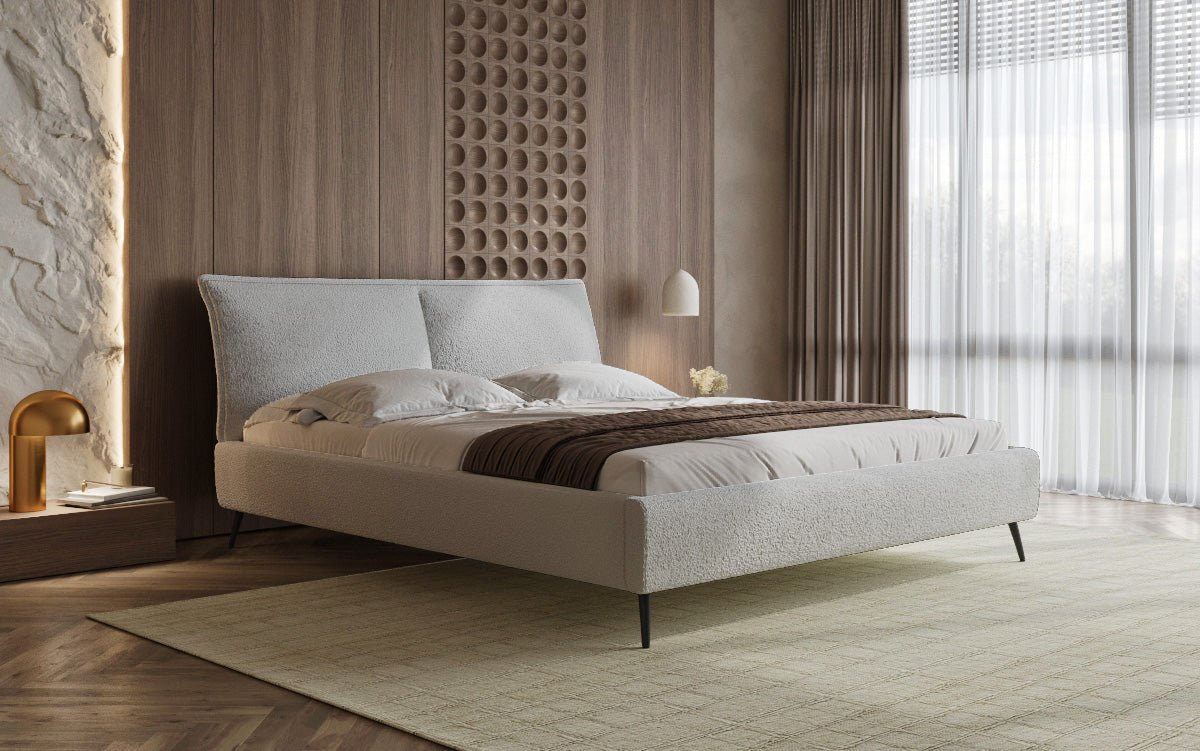 Designer Polsterbett Zoe Bouclé mit Stauraum