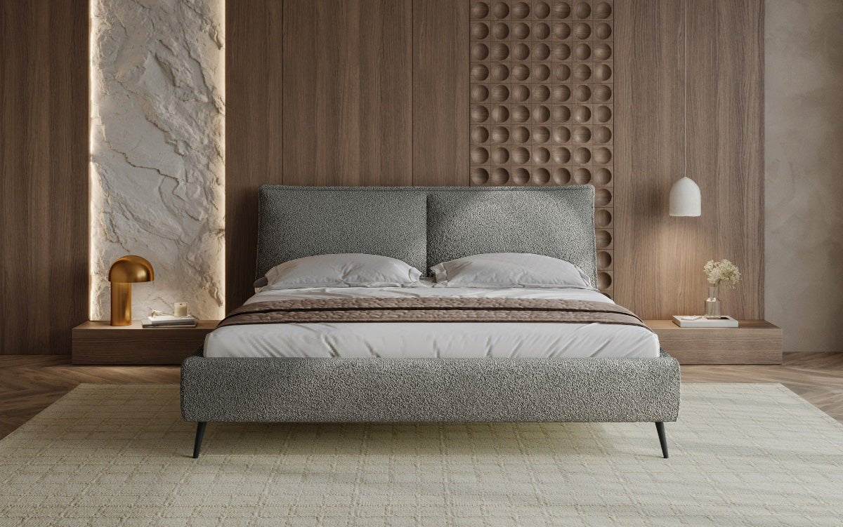 Designer Polsterbett Zoe Bouclé mit Stauraum