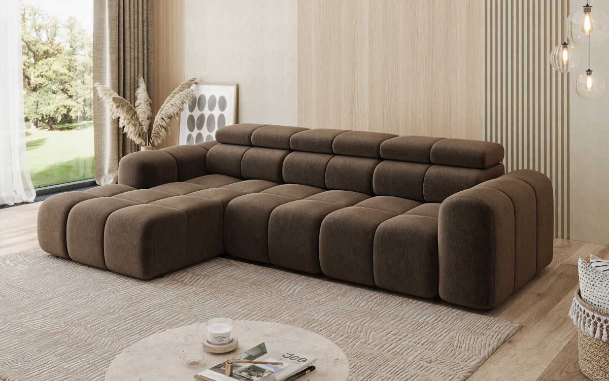 Designer Sofa Mia L mit elektrischer Sitzerweiterung in Chenille