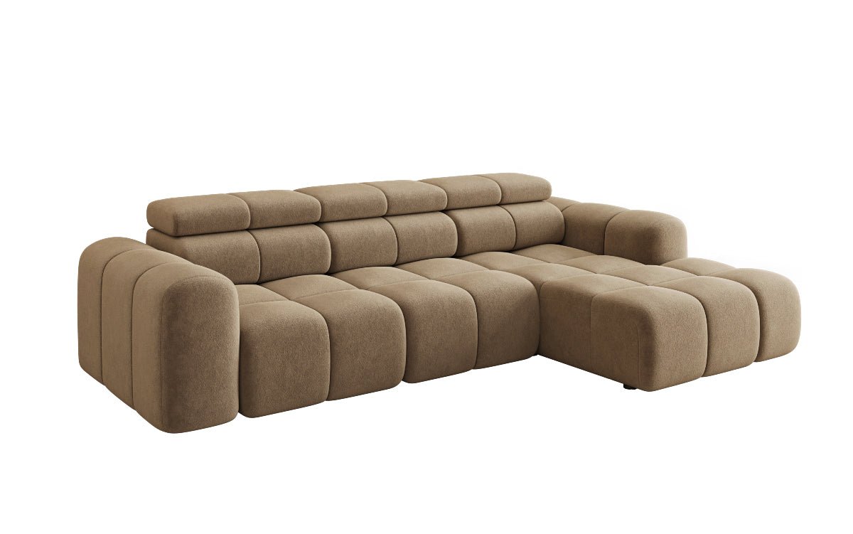 Designer Sofa Mia L mit elektrischer Sitzerweiterung in Chenille