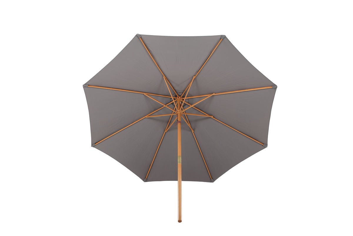 Sonnenschirm Frida – Ø300 cm in Grau mit Holzgestell aus Buche