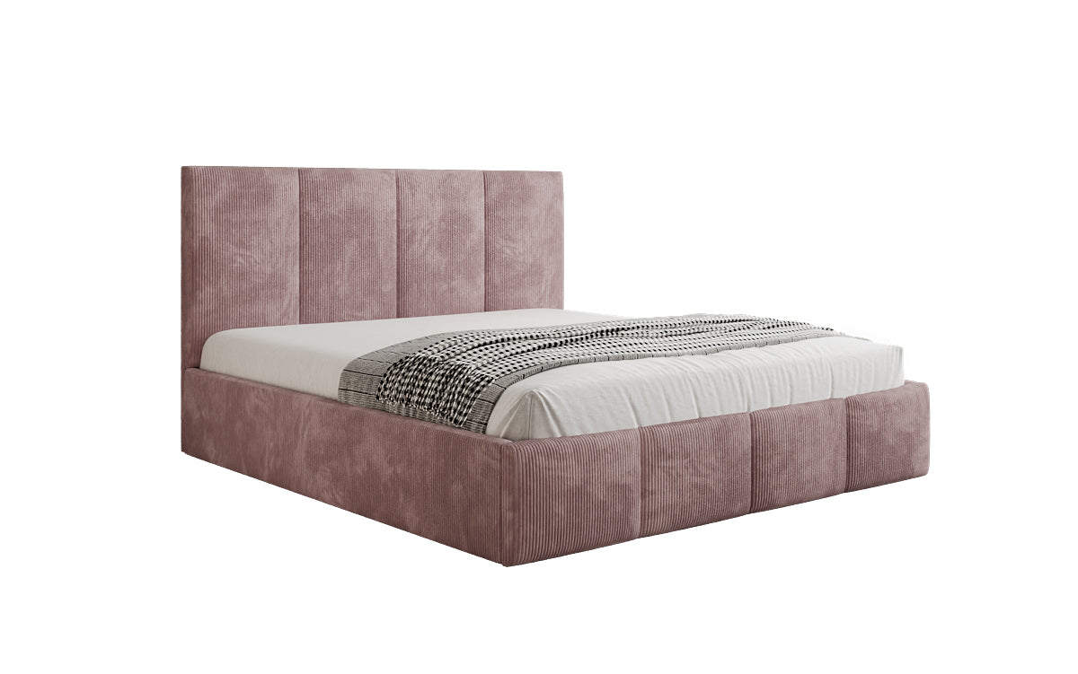 Designer Polsterbett Mina in Cord mit Stauraum