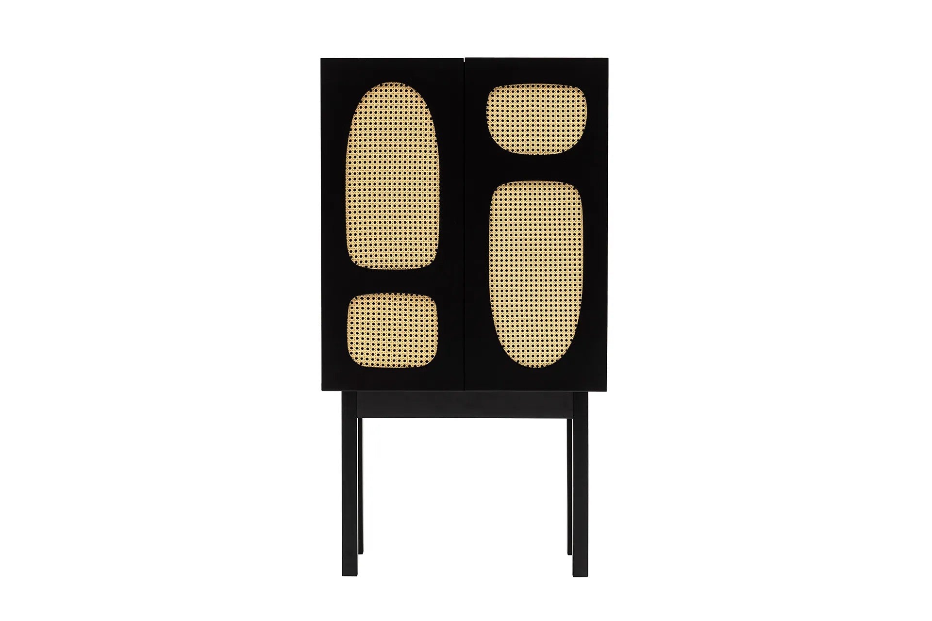 Designer Kommode Jorvella - aus Schwarz beschichtetem Holz