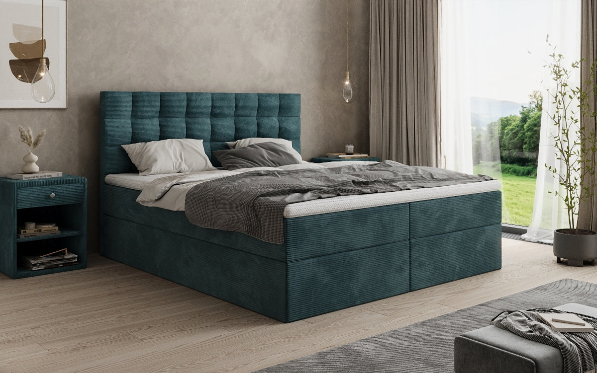 Boxspringbett Como in Cord mit Stauraum