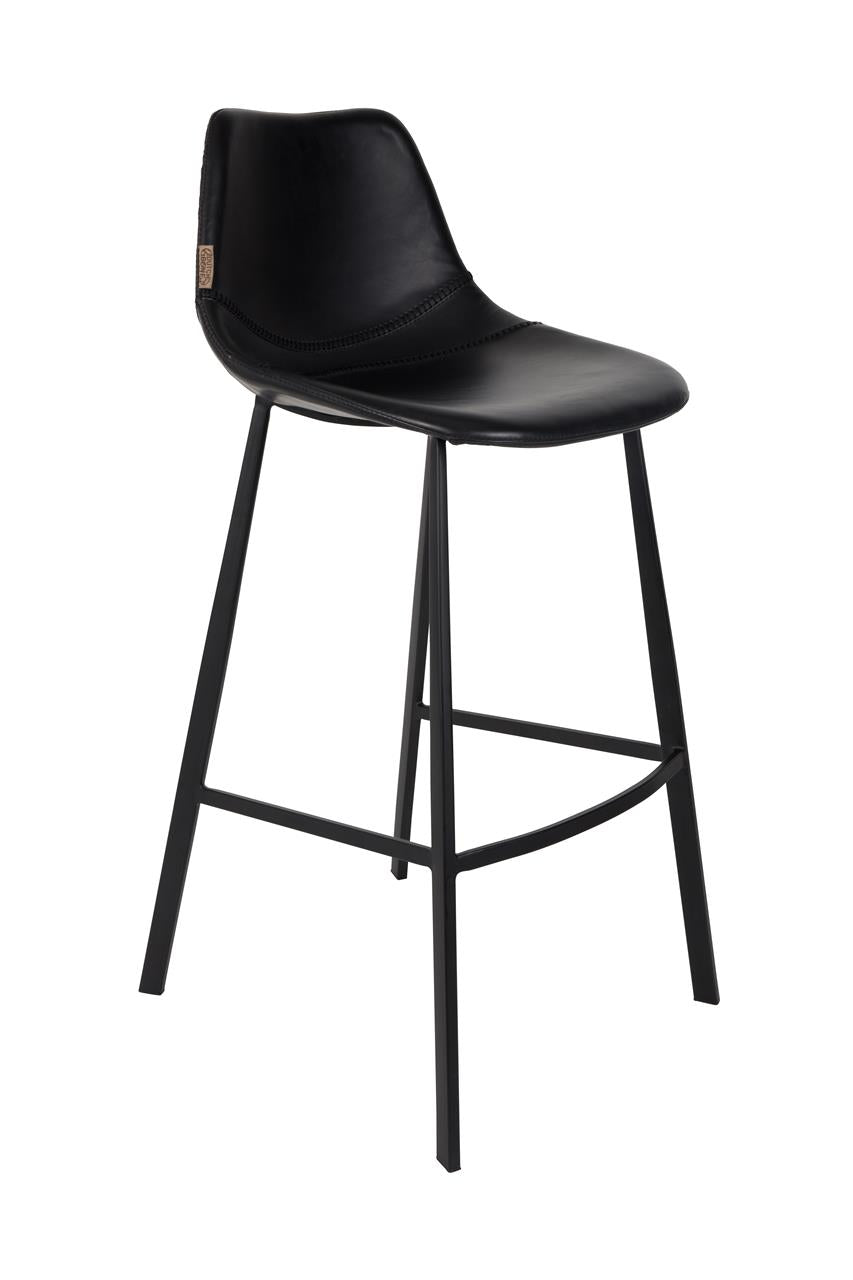 Barhocker Franky 2er-Set – aus Kunstleder in Schwarz