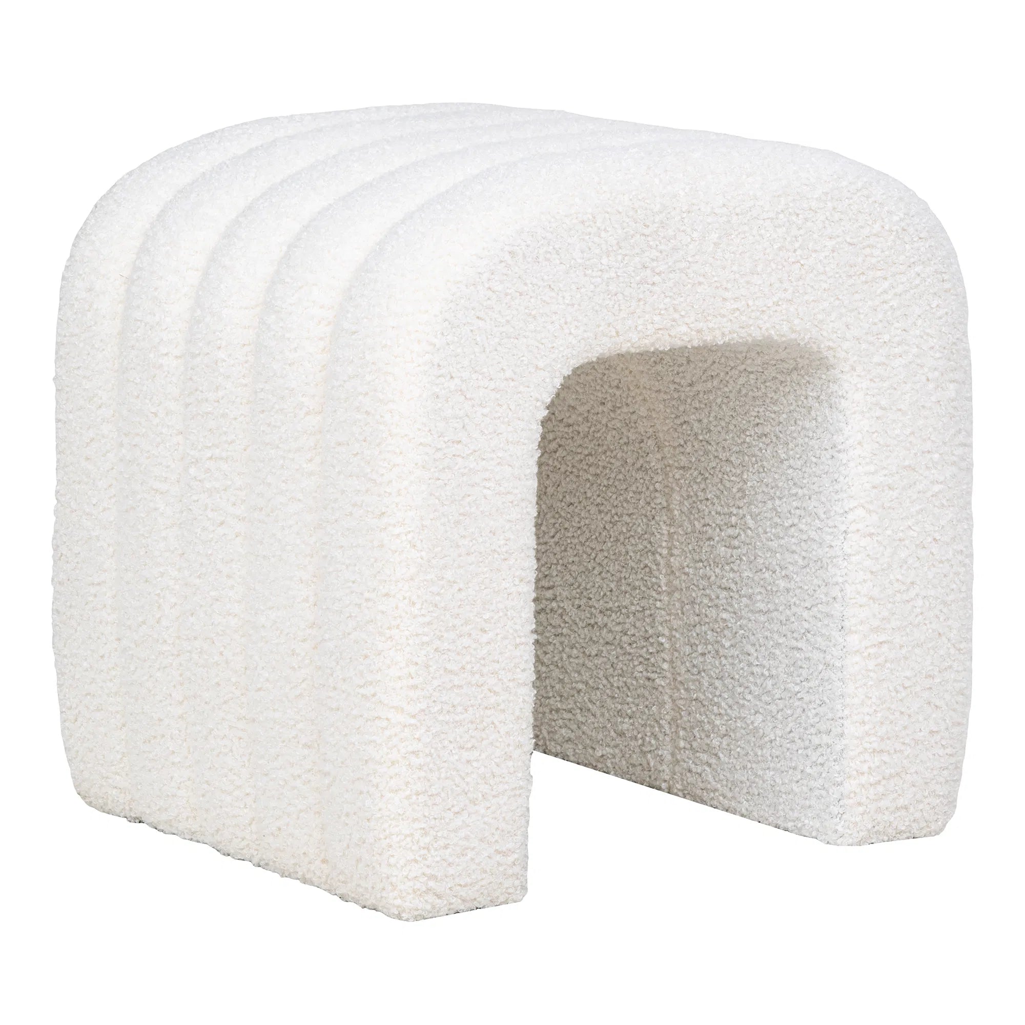 Beistellhocker Verilo Bouclé Weiß