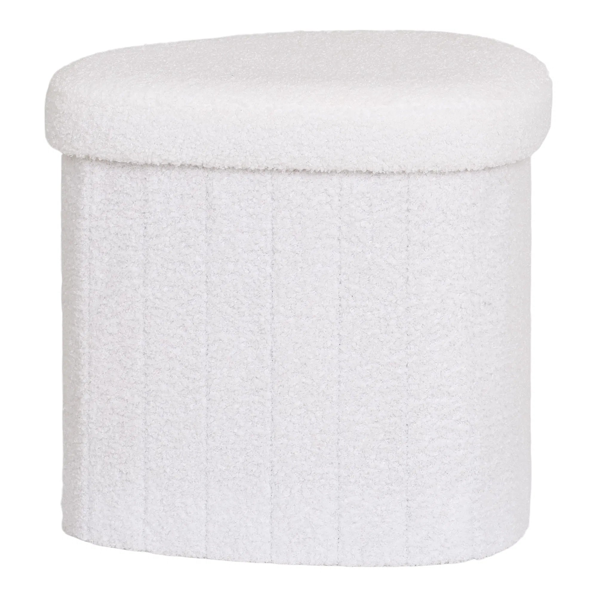 Lumino Bouclé White Side Stool with Storage