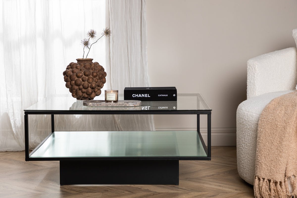 Couchtisch Lanera - mit Glasflächen und Stahlkorpus