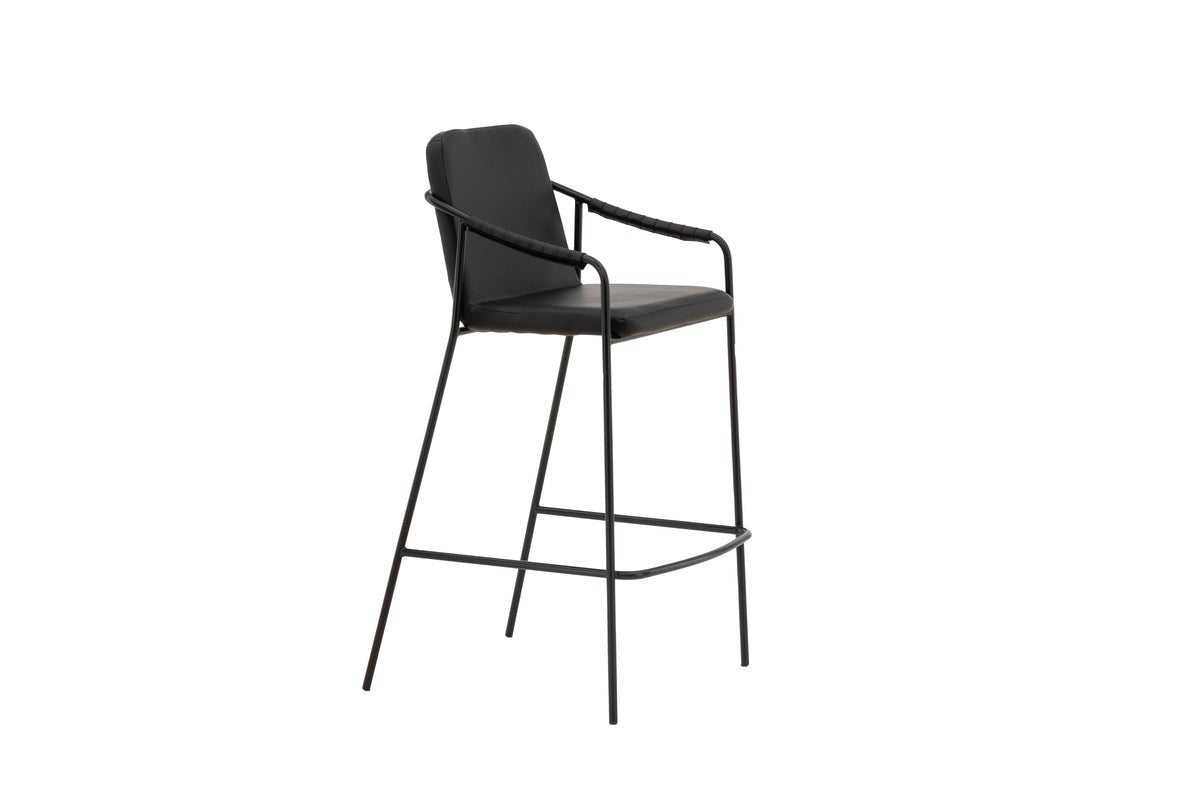 2er Set - Barhocker Vita aus schwarzem PU mit Stahlgestell