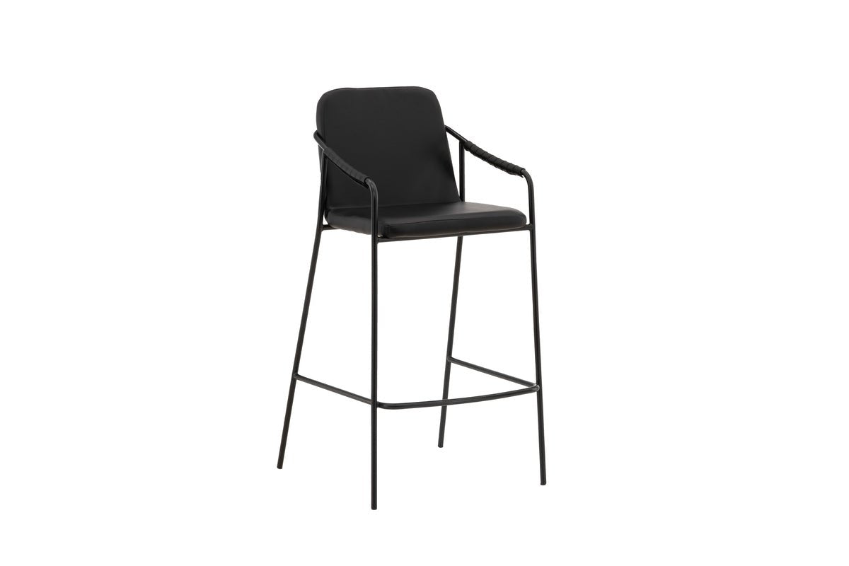 2er Set - Barhocker Vita aus schwarzem PU mit Stahlgestell