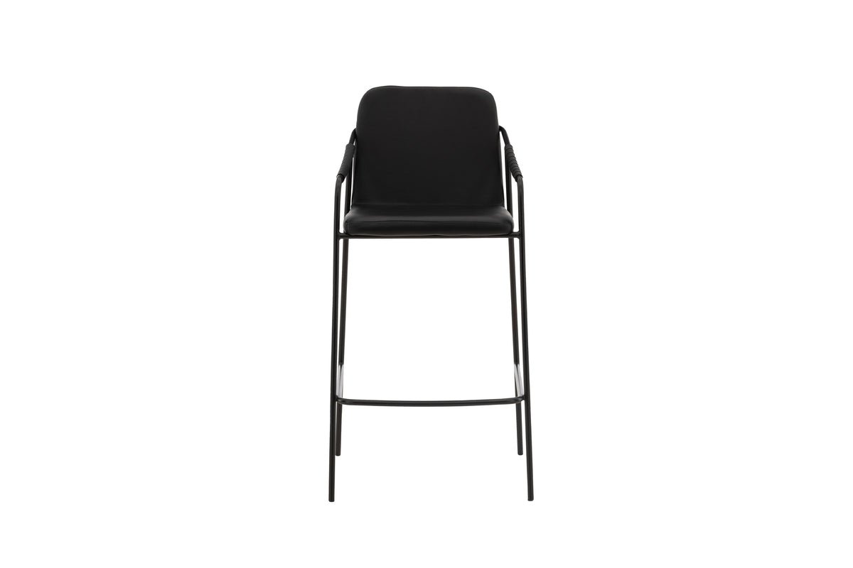 2er Set - Barhocker Vita aus schwarzem PU mit Stahlgestell