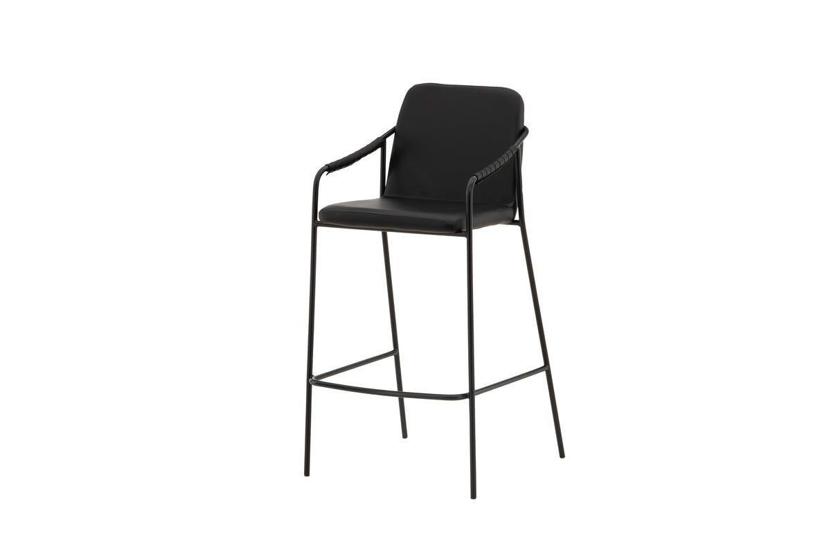 2er Set - Barhocker Vita aus schwarzem PU mit Stahlgestell