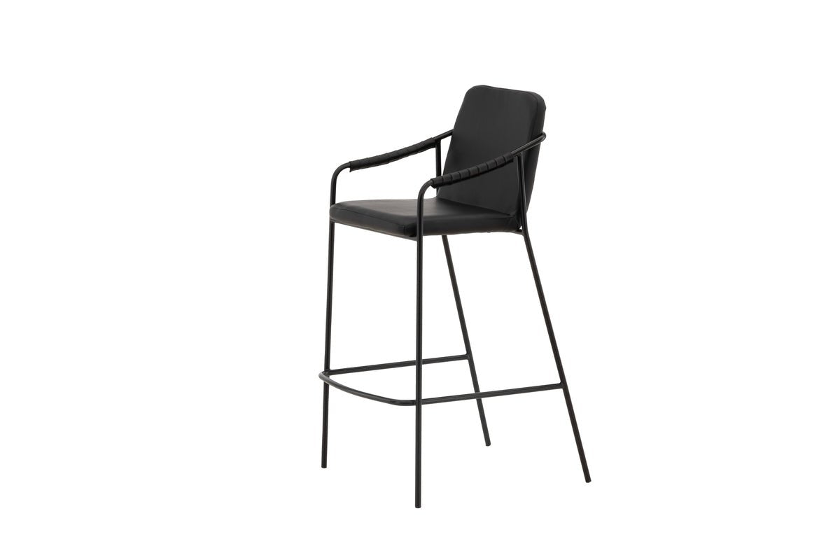 2er Set - Barhocker Vita aus schwarzem PU mit Stahlgestell