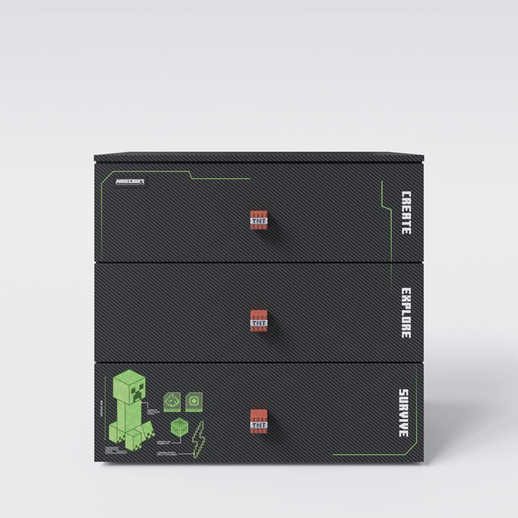 Minecraft Kommode „Creeper Chest“ – mit LED, Soft-Close & 3 Schubladen