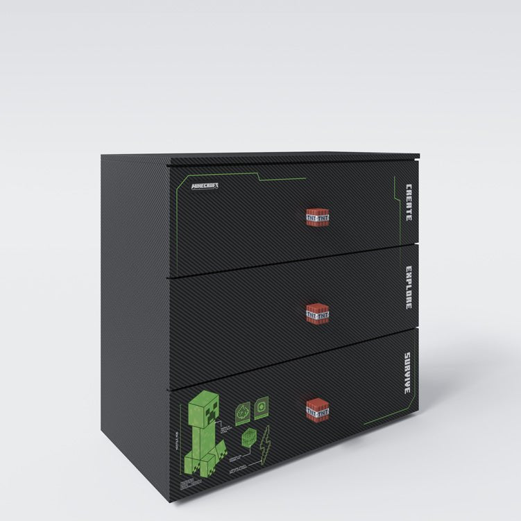 Minecraft Kommode „Creeper Chest“ – mit LED, Soft-Close & 3 Schubladen