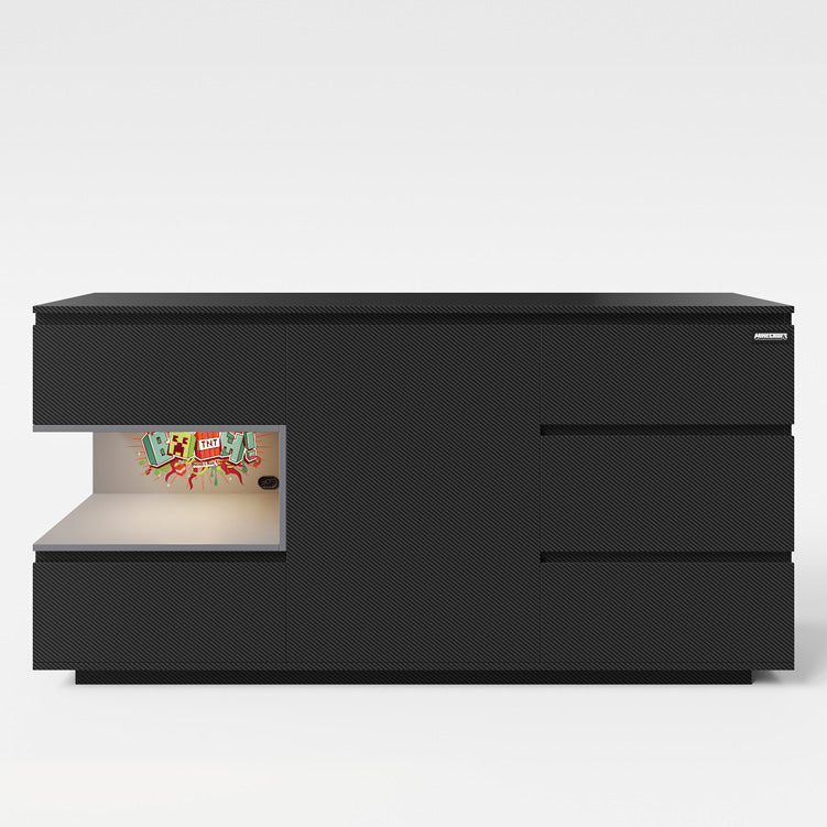 Minecraft Kommode „PixelVault“ – mit LED, 5 Schubladen & Konsole-Fach