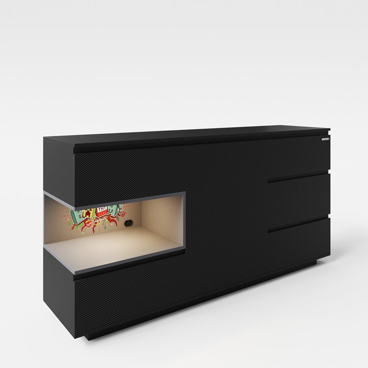 Minecraft Kommode „PixelVault“ – mit LED, 5 Schubladen & Konsole-Fach