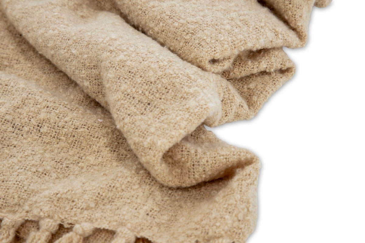 Tagesdecke „Stanley Sand“ – 170×130 cm mit Struktur & Fransen