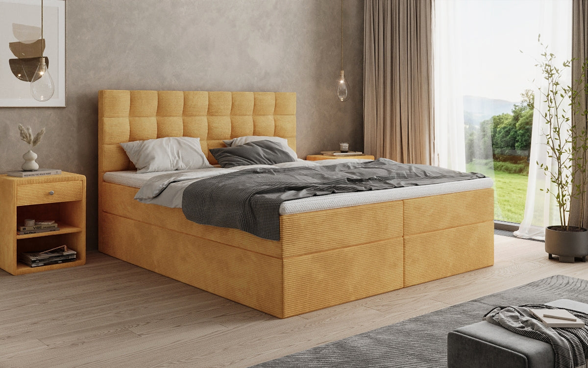 Boxspringbett Como in Cord mit Stauraum
