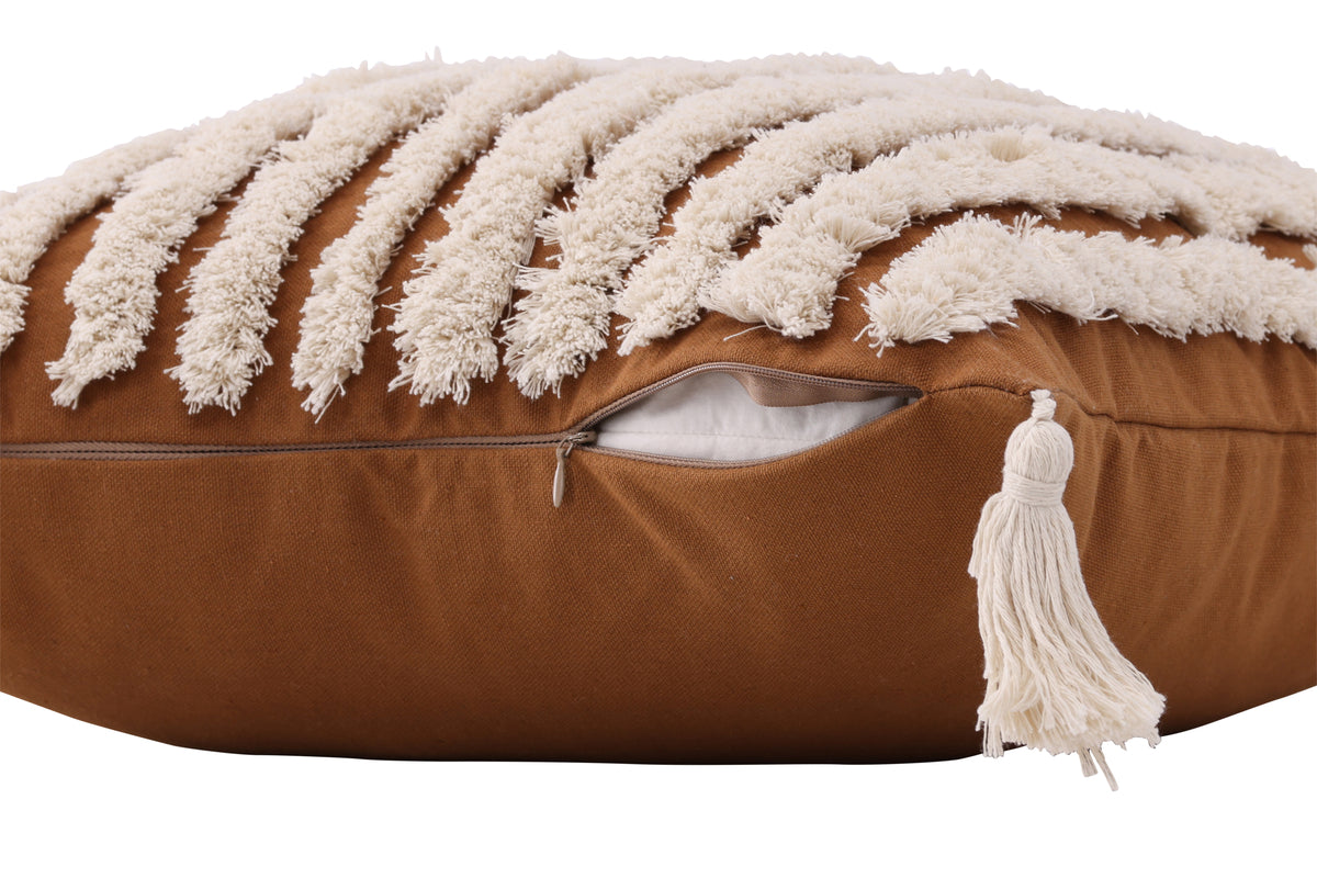 Kissenbezug Estilo - 45x45 cm mit weiß-braunem Muster