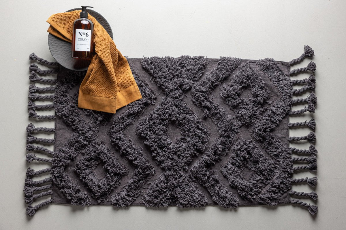 Badematte Savia – 100% Baumwolle in Dunkelgrau oder Braun