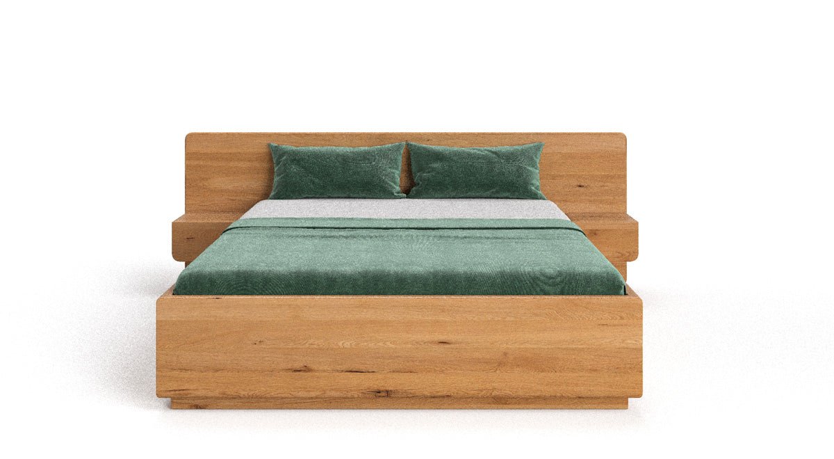 Designer Holzbett Fiona aus massiver Eiche mit Stauraum