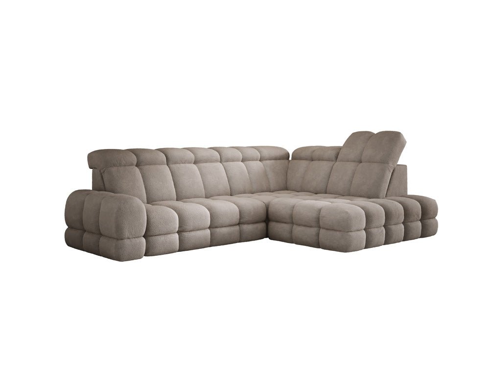 Designer Sofa Lima L with electric sleeping function in bouclé