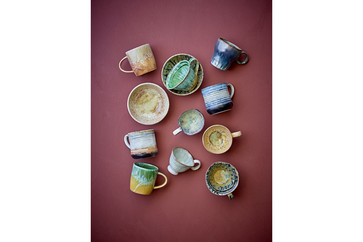 Becher-Set Avena – Reaktive Glasur mit vertikaler Struktur (4er-Set)