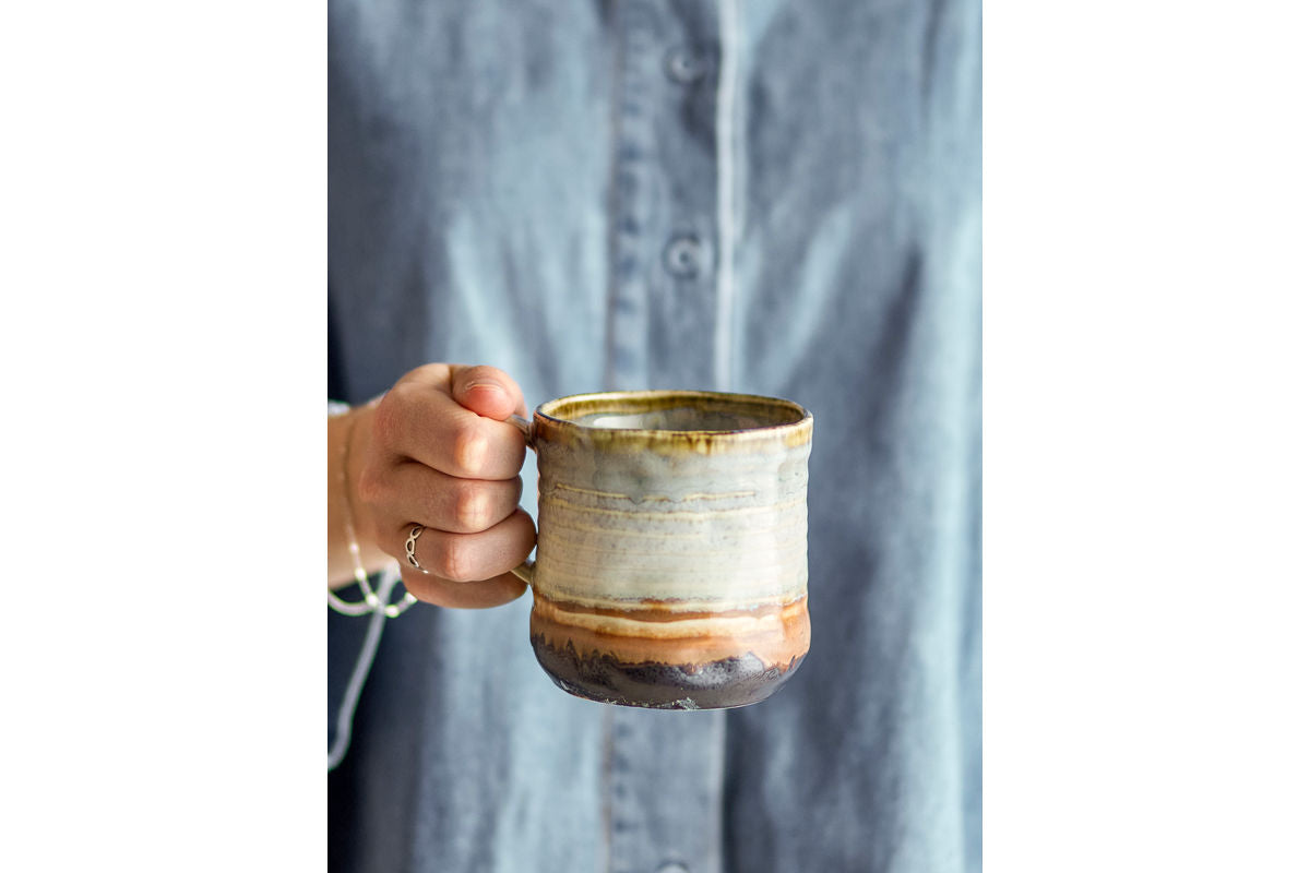 Becher-Set Avena – Reaktive Glasur mit vertikaler Struktur (4er-Set)