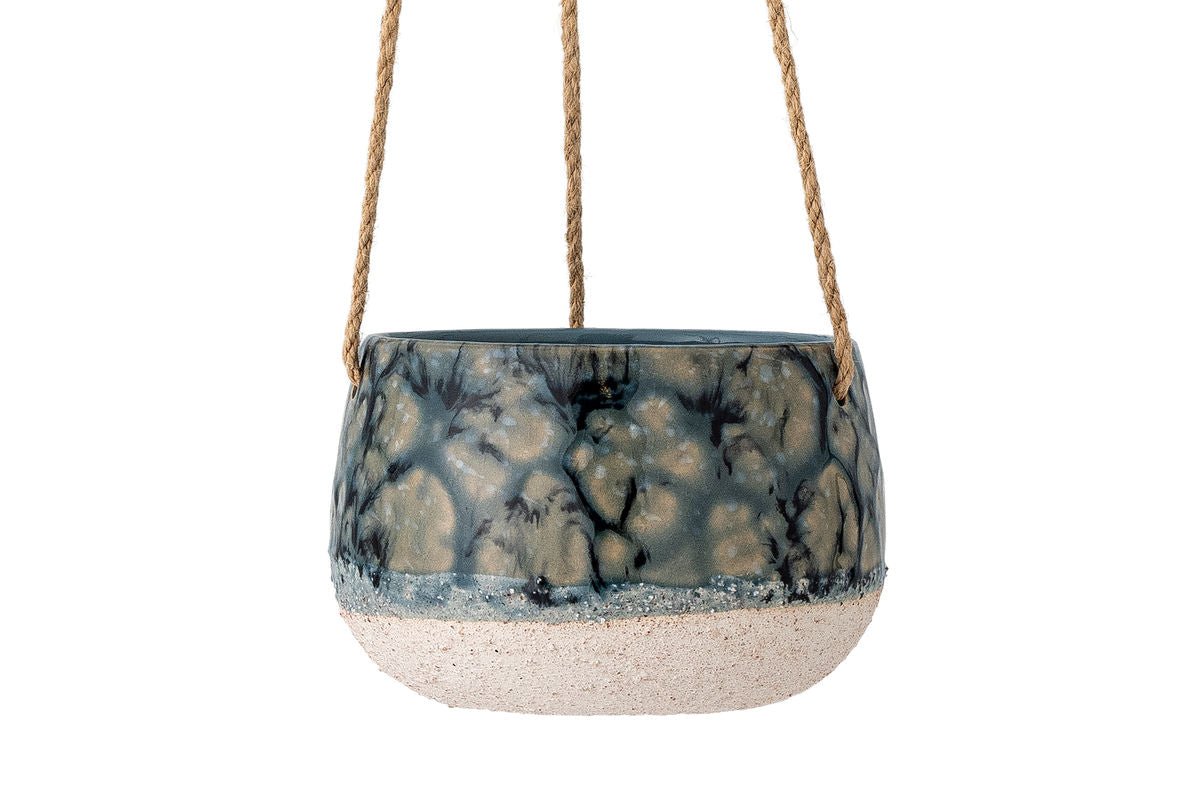 Hängeblumentopf „Aquila“ – Blaues Steingut