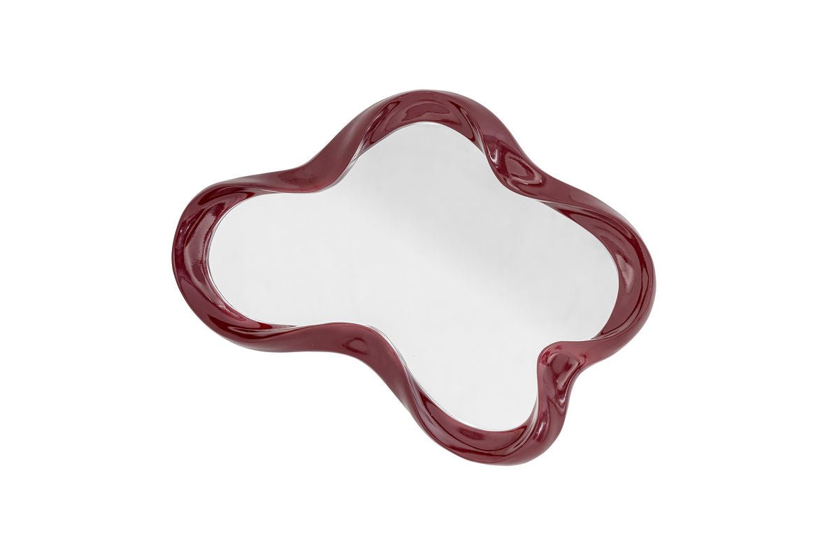 Wandspiegel Rubia – Organische Form mit hochglänzendem Rahmen in Rot