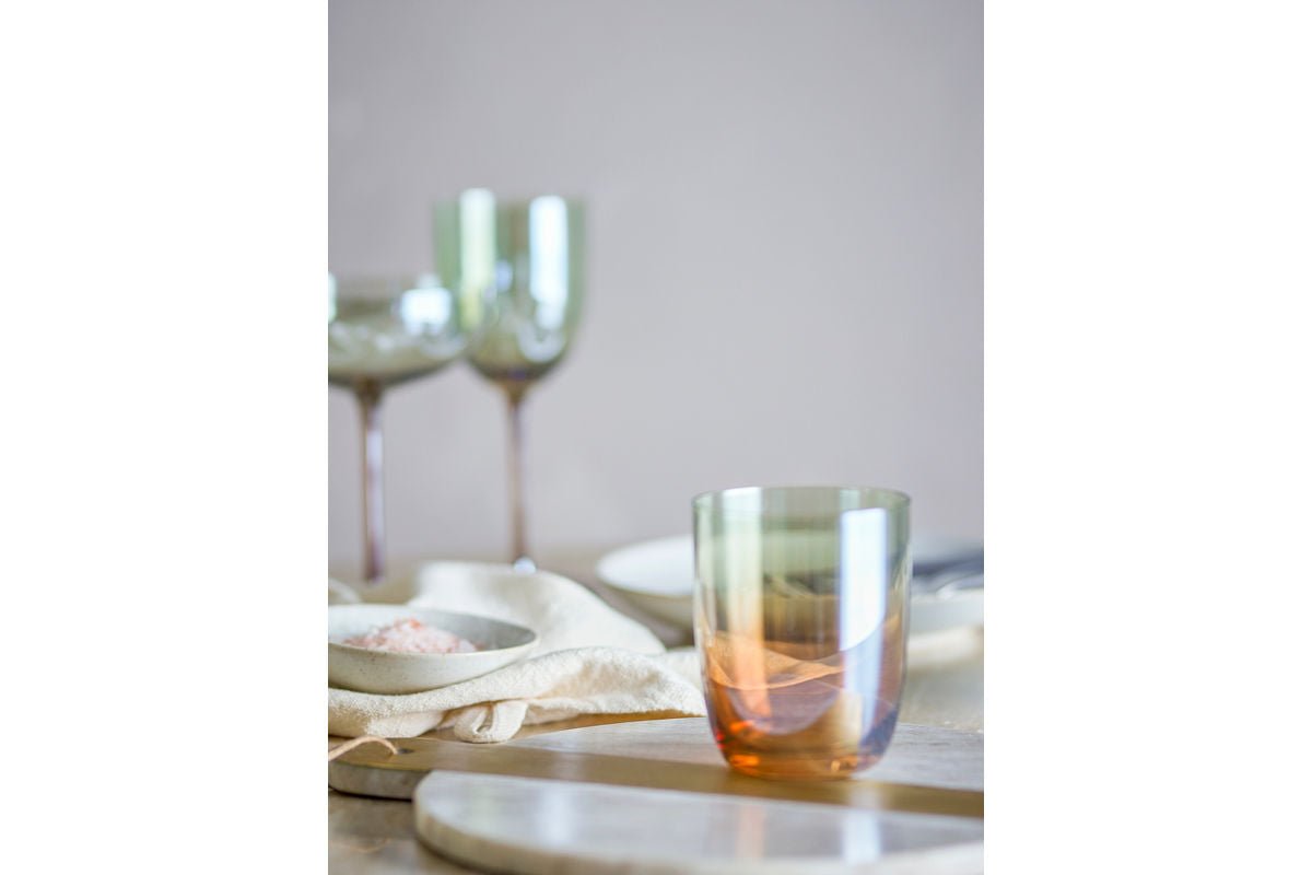 Trinkgläser Noemi – Glas in Bronze mit Perlmuttrand (4er-Set)