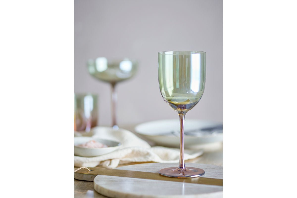 Weingläser Celeste – Glas in Bronze mit Perlmuttrand (4er-Set)