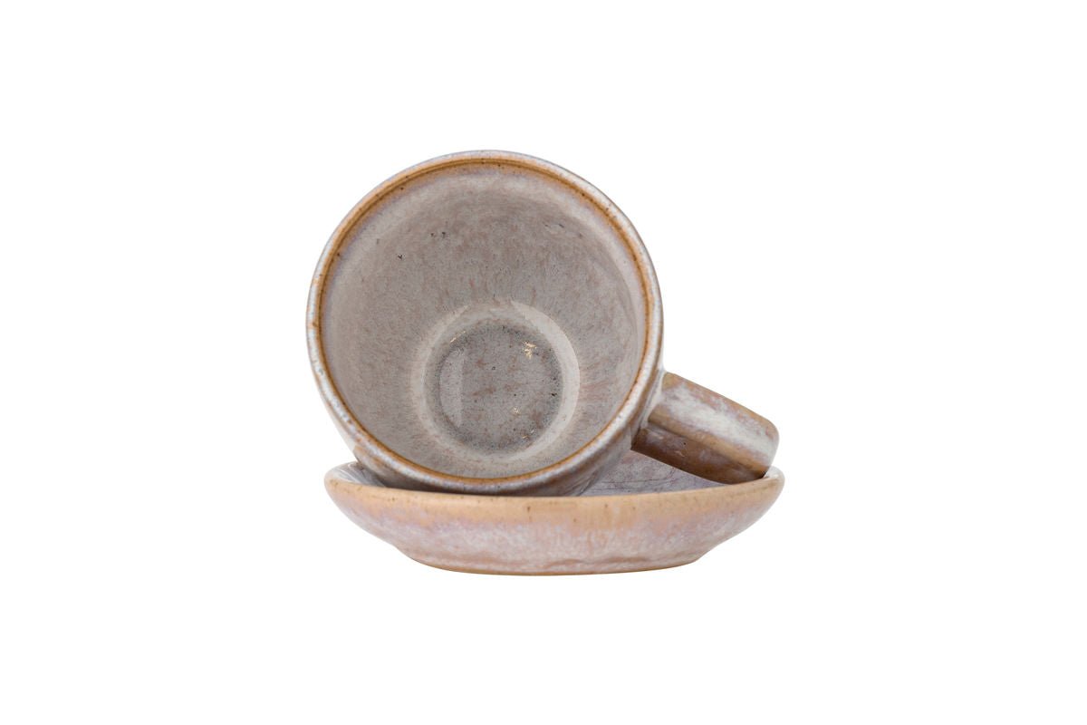 Becher-Set Skaro – Blau Steingut mit Untertasse (4-teilig)