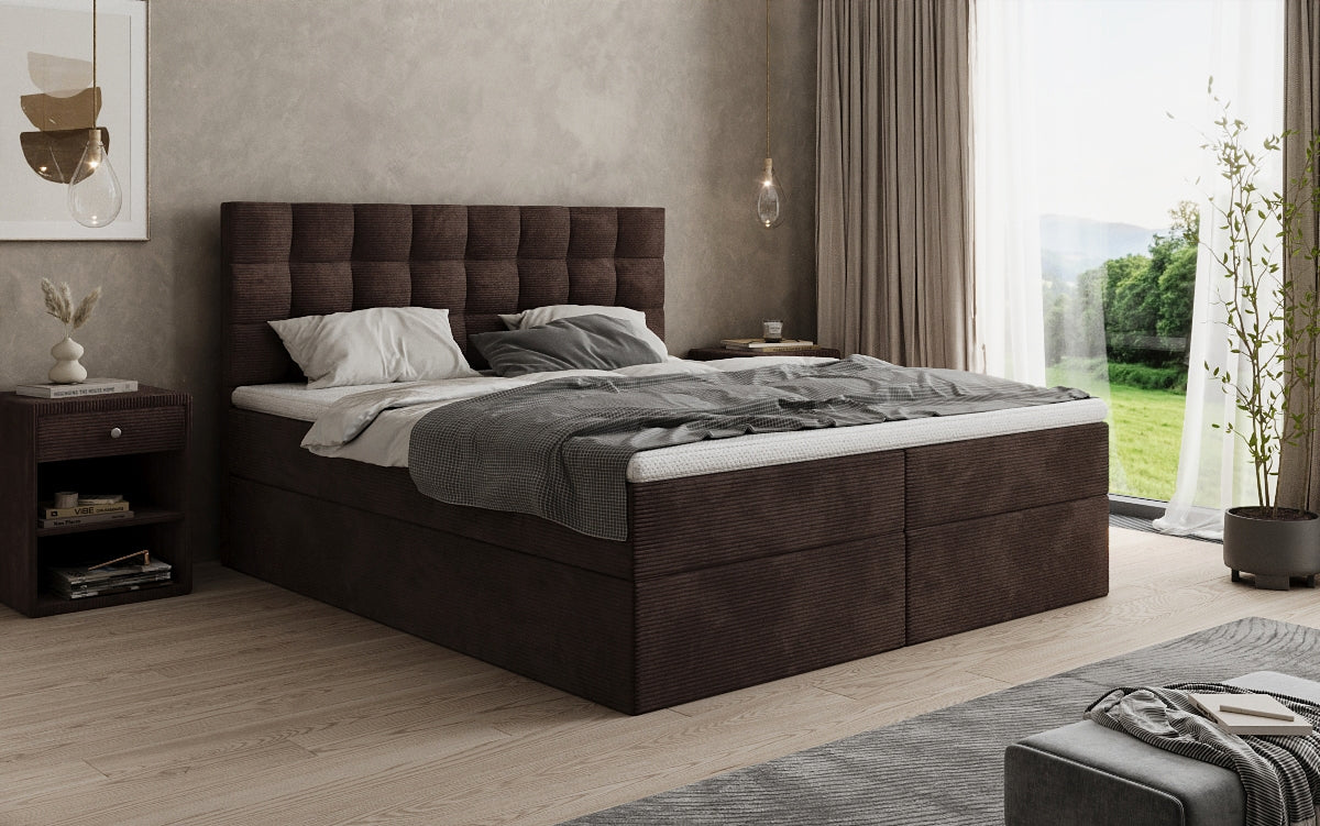 Boxspringbett Como in Cord mit Stauraum
