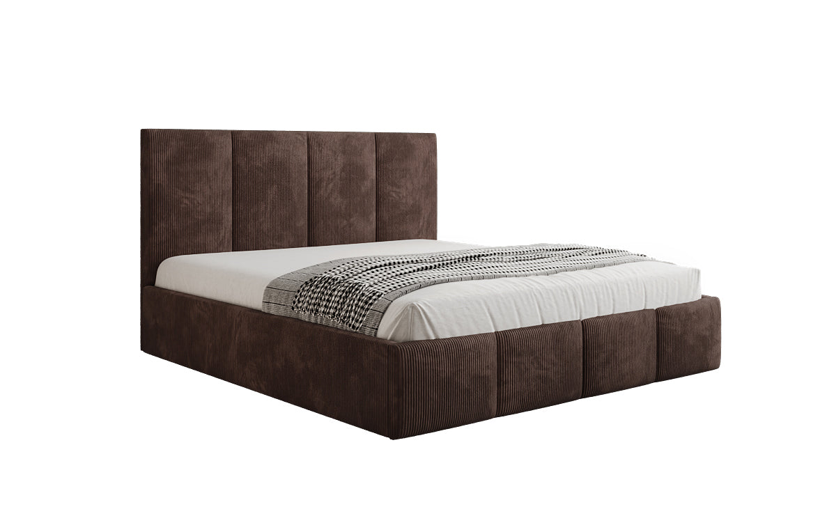 Designer Polsterbett Mina in Cord mit Stauraum