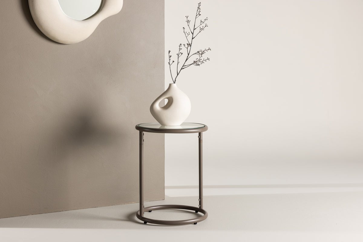 Beistelltisch Avenger – in Braun mit Glasplatte