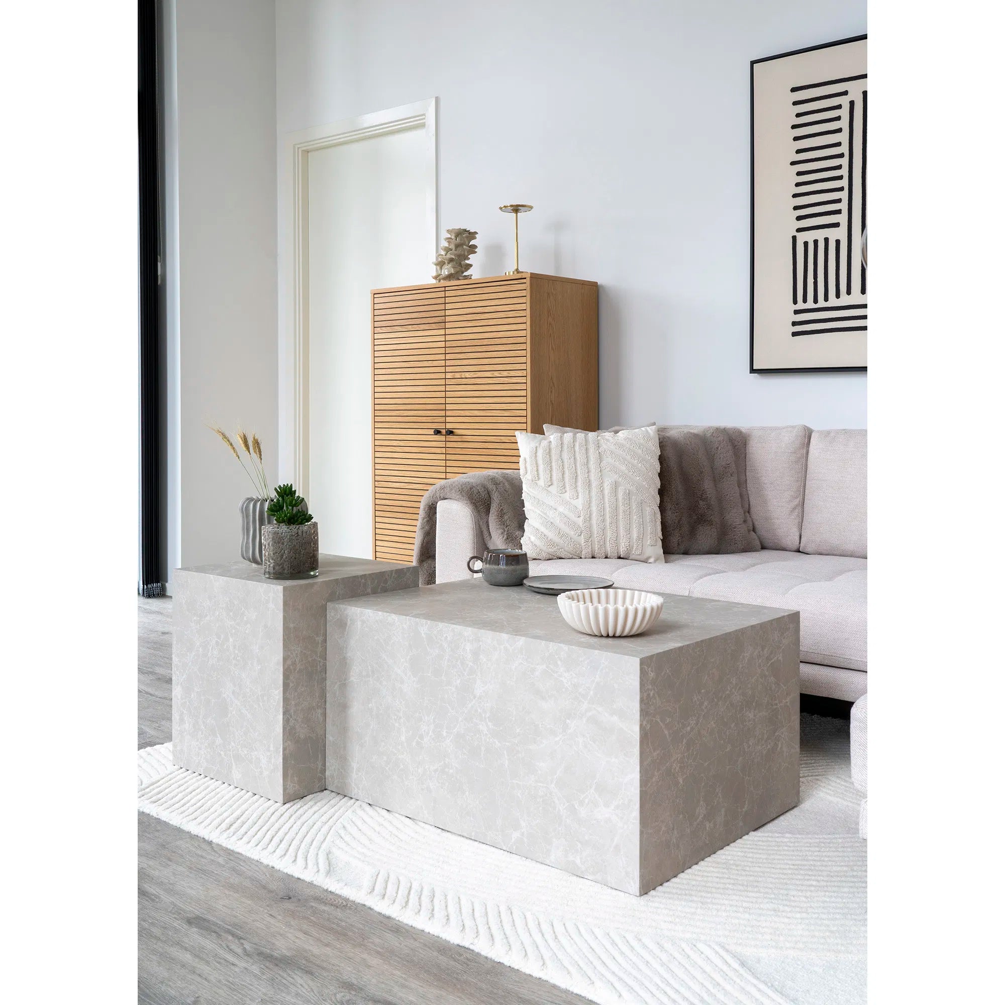 Designer Couchtisch/Beistelltisch Paris in Marmor Optik 40x40x45 cm