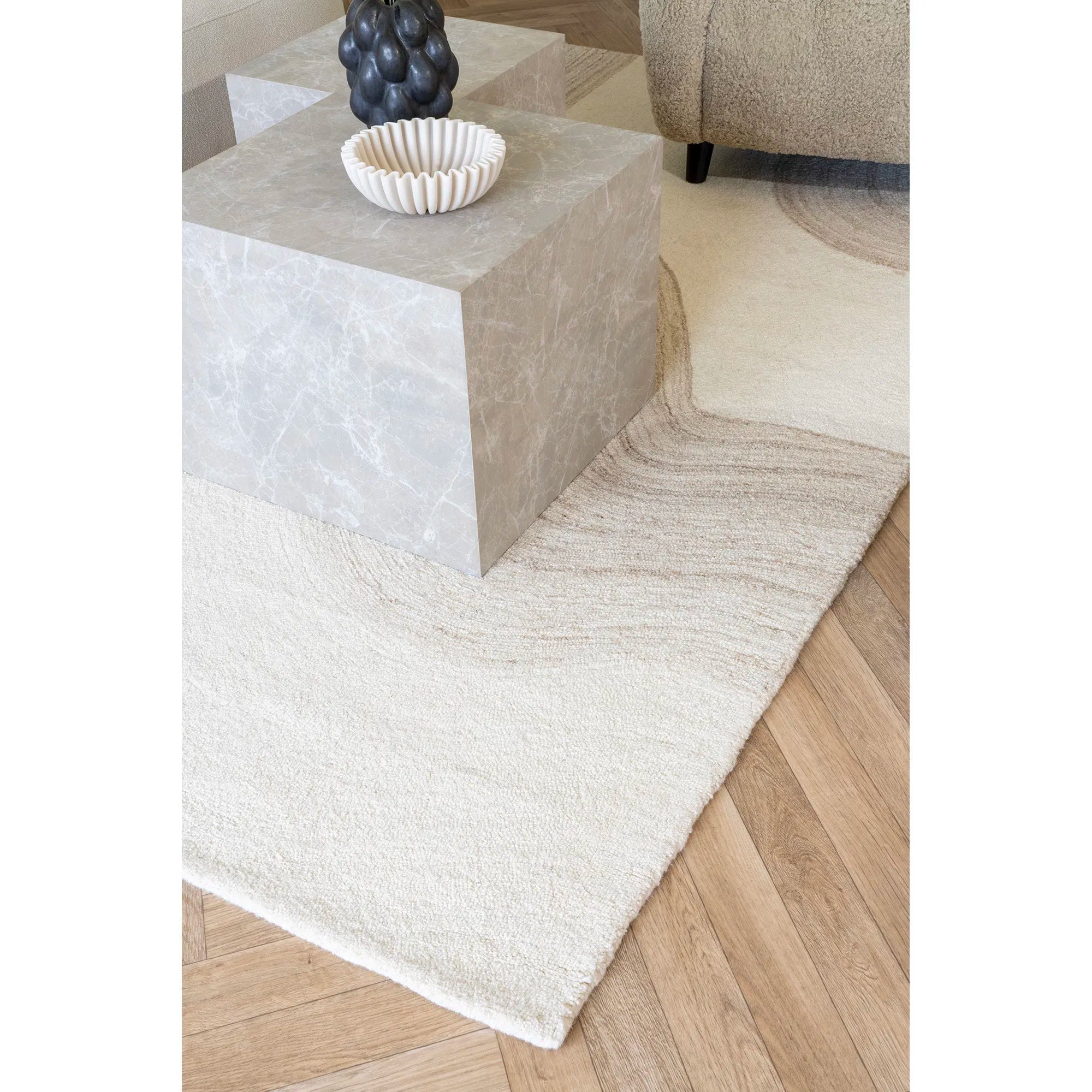 Designer Couchtisch Paris 2er Set in Marmor Optik