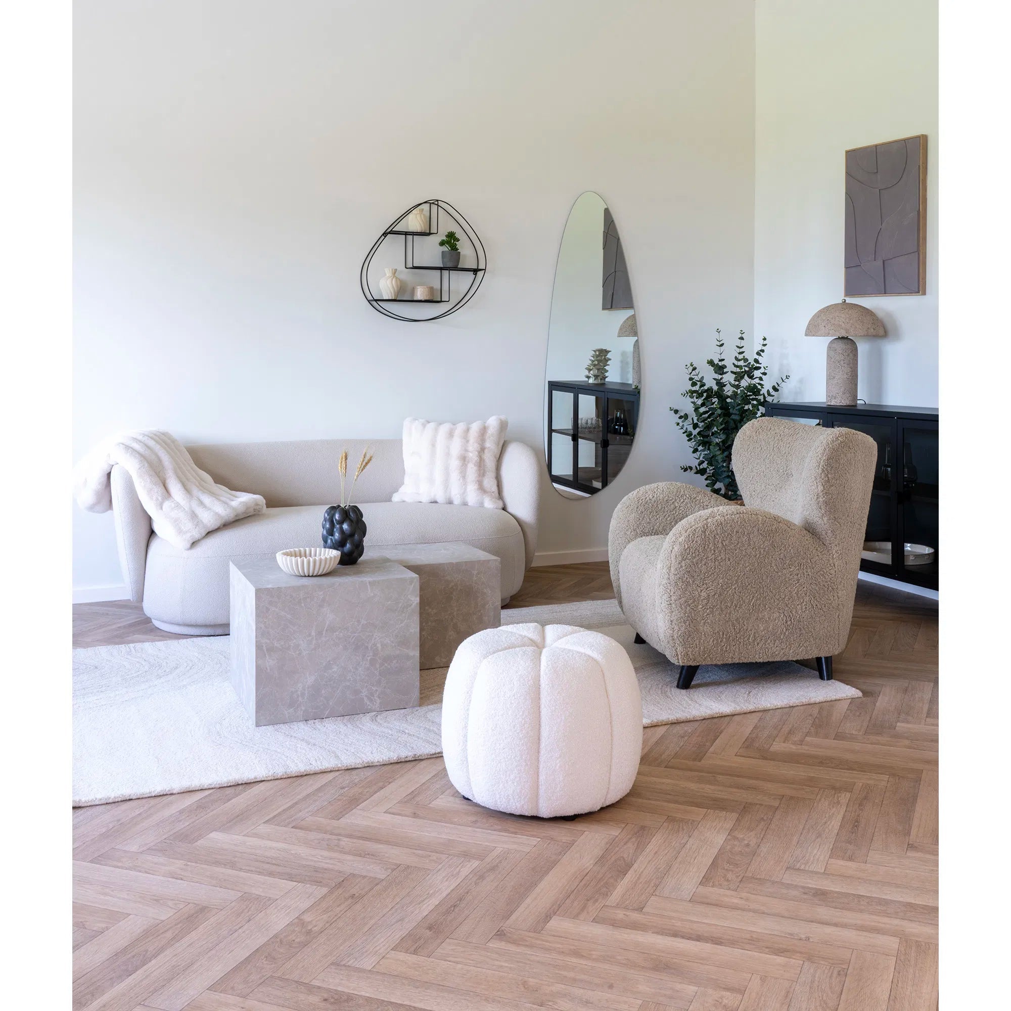 Designer Couchtisch Paris 2er Set in Marmor Optik