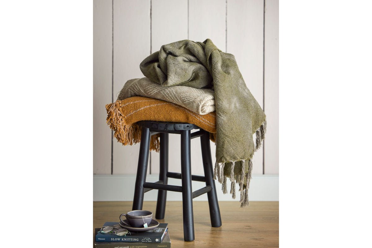 Tagesdecke Cuba – Tie-Dye-Design in Grün aus Wollmischung