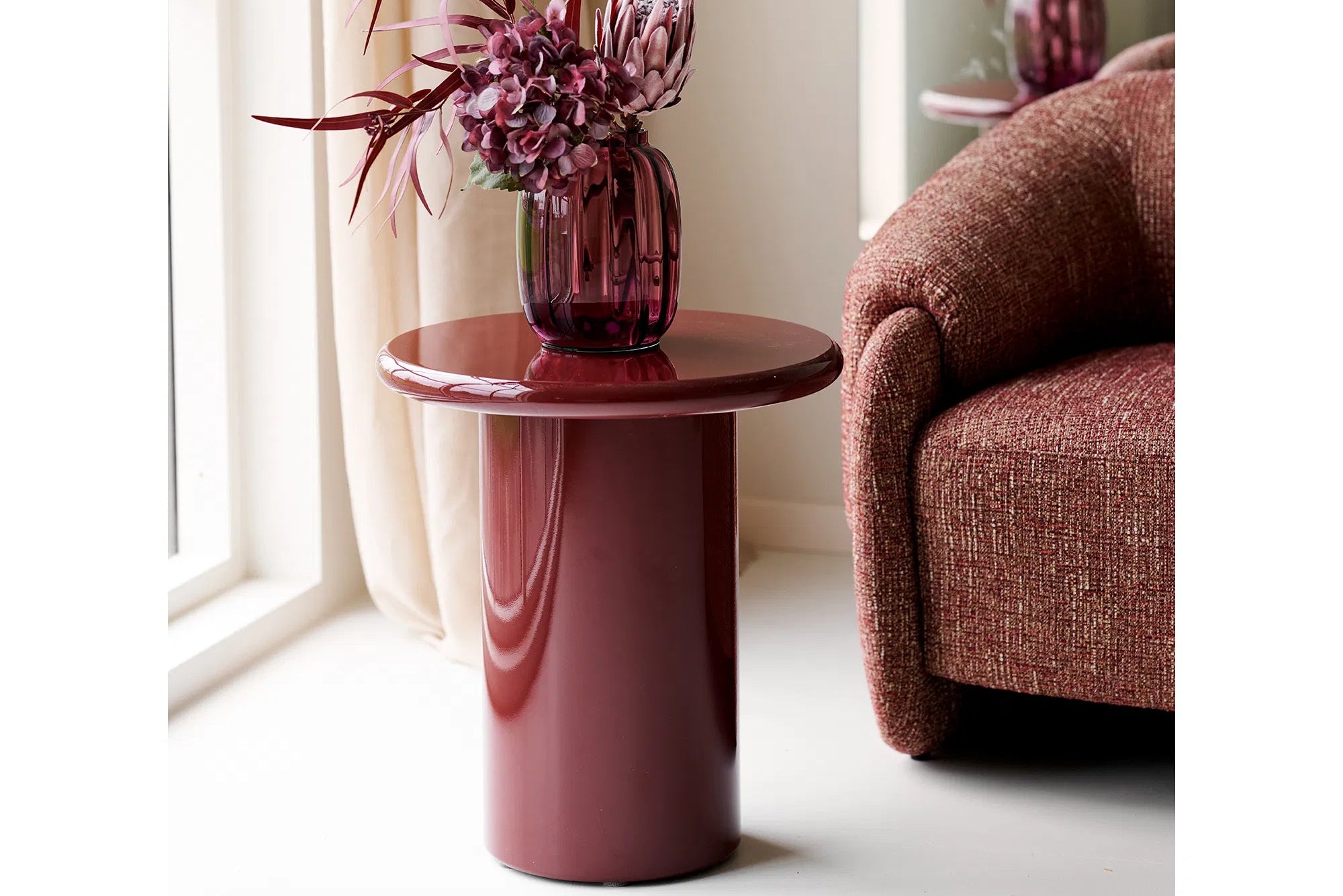 Beistelltisch Haldira – Hochglanz Weinrot