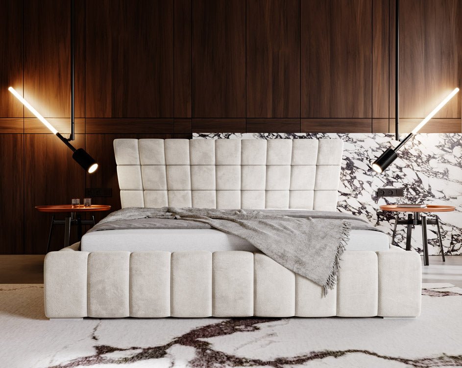 Designer Upholstered Bed Adore in Velvet with Storage