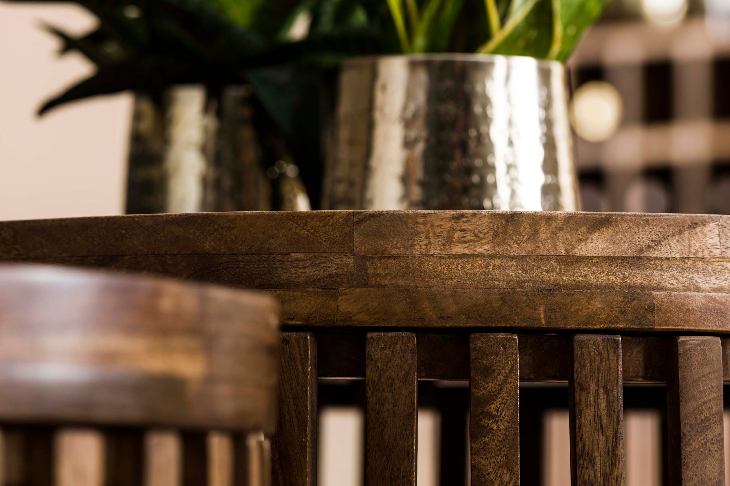 Couchtisch Marula - 2er Set aus Mangoholz mit sandfarbenem Finish