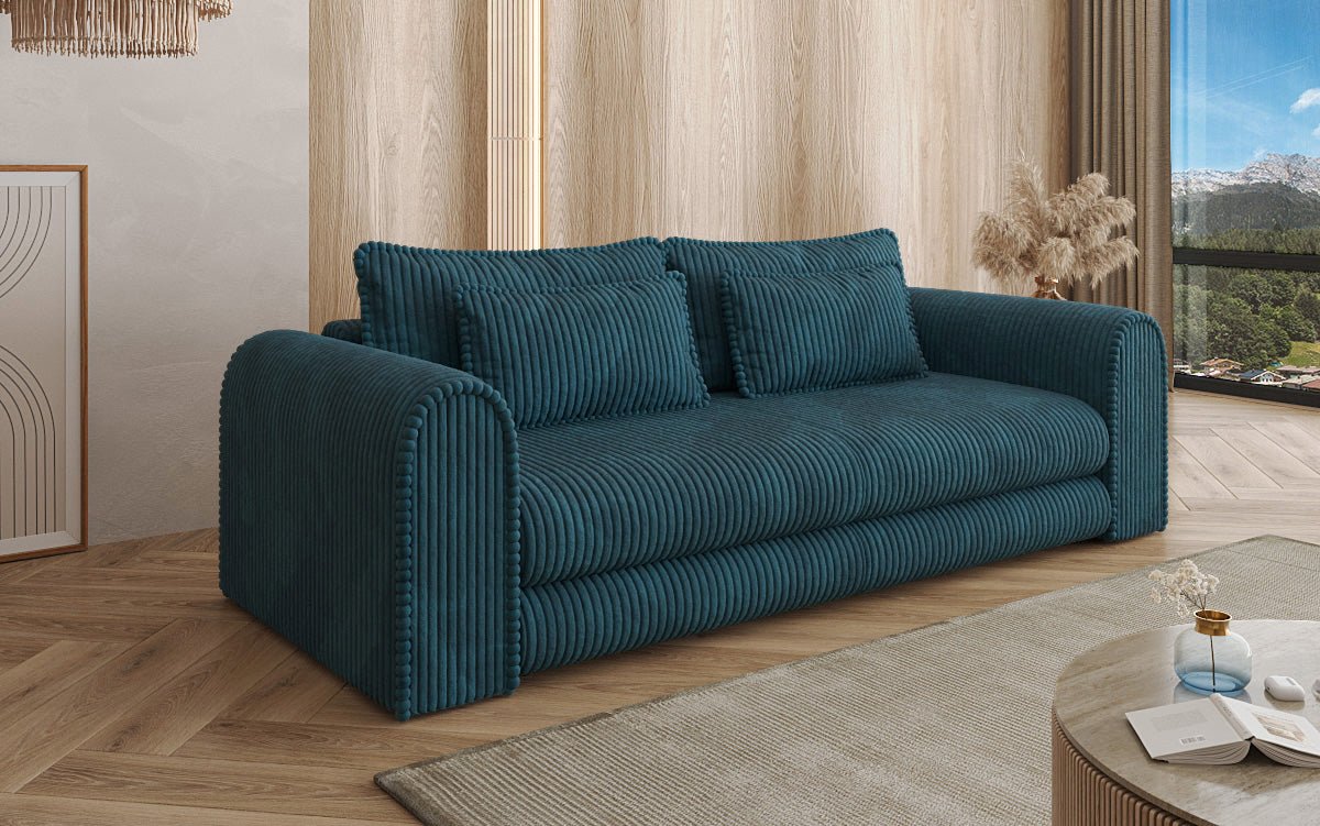 Designer Sofa Lil Buddy 3-seater with sleeping function and storage in wide corduroy
