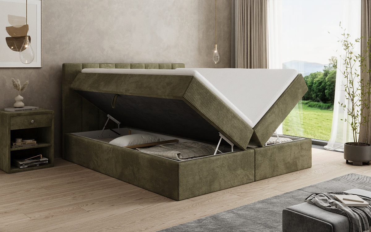 Boxspringbett Sofia in Cord mit Stauraum
