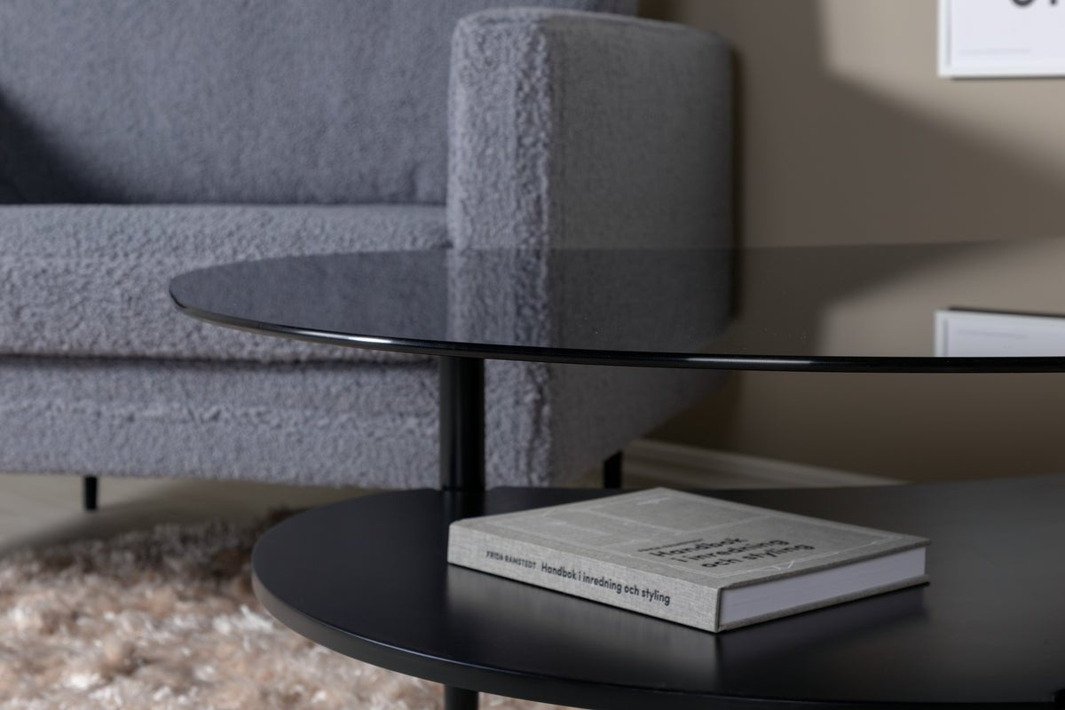 Couchtisch Amila - mit schwarzer Glasplatte