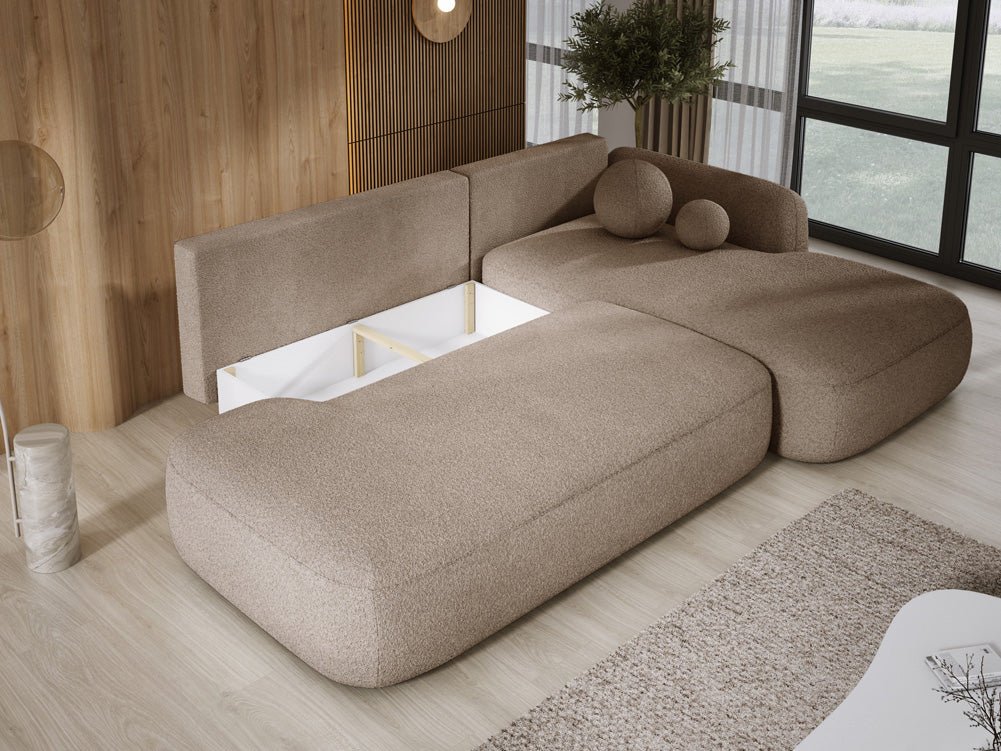 Designer Sofa Babu Bouclé mit Schlaf- und Klappfunktion