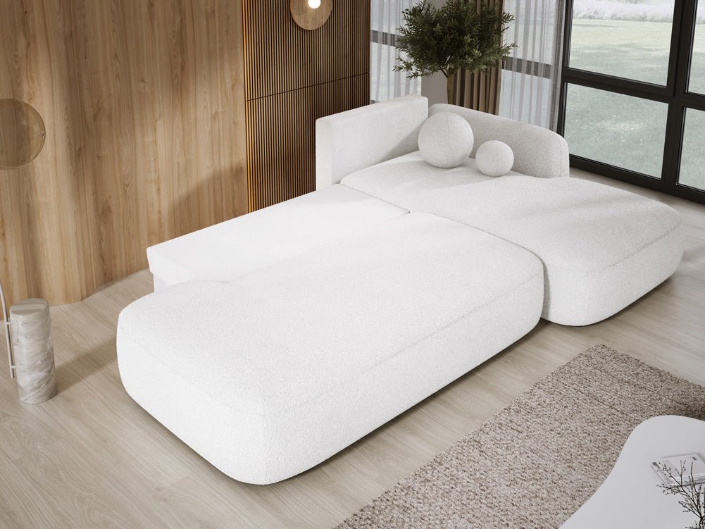 Designer Sofa Babu Bouclé mit Schlaf- und Klappfunktion