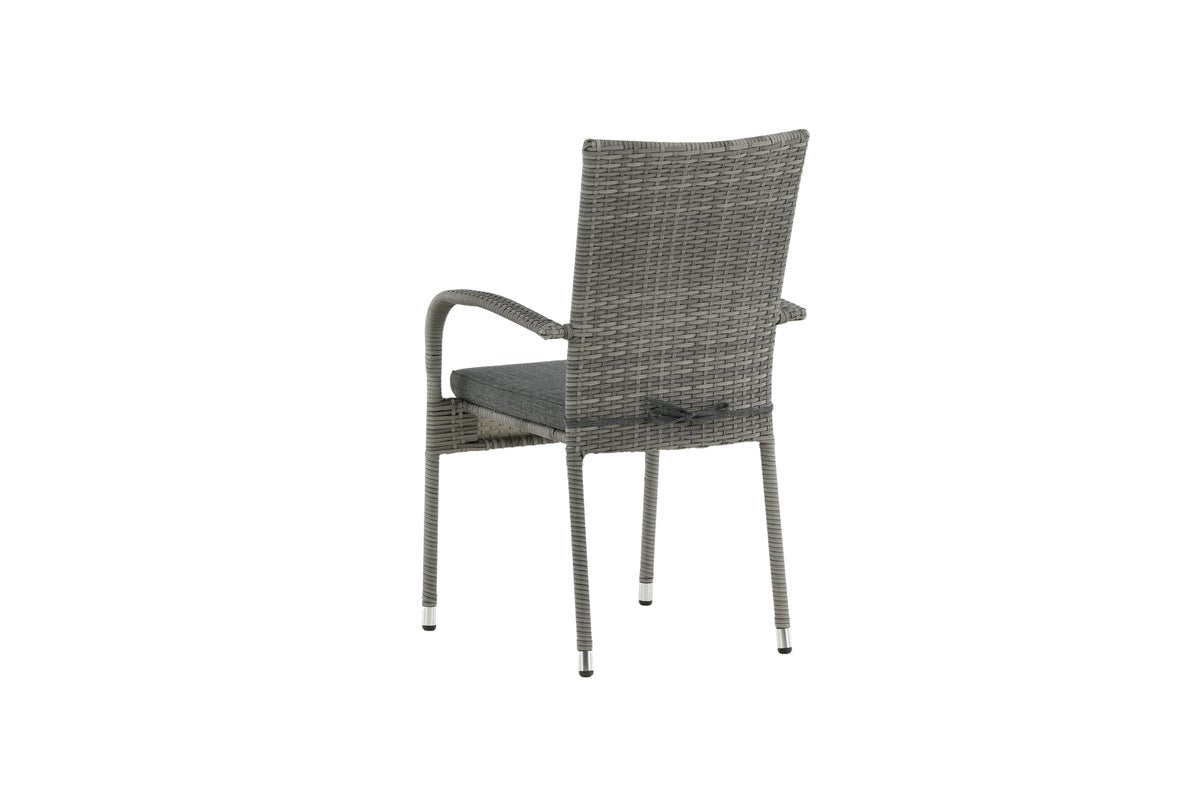 2er Set - Gartenstuhl Emma aus Rattan in Schwarz, Grau
